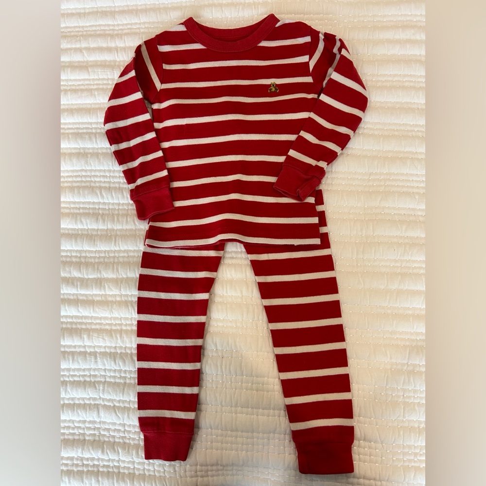 BabyGap Unisex Organic Cotton Red & White Stripe Pajama Set Size 3